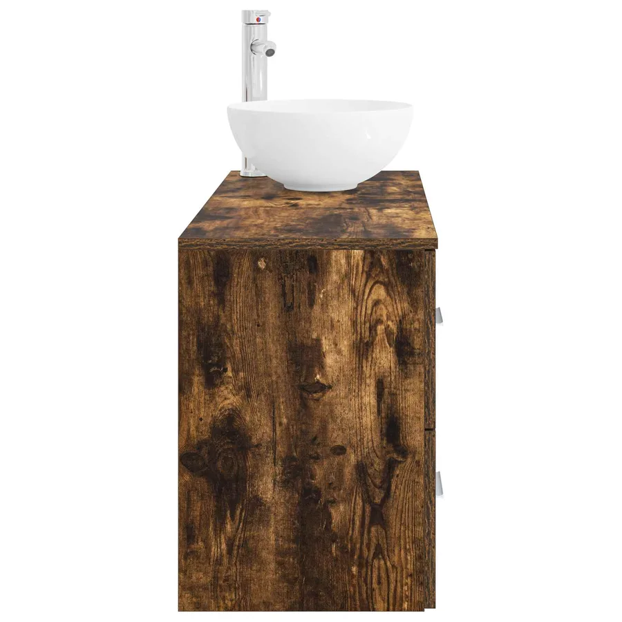 Ensemble de mobilier de salle de bain 2 pcs Chêne fumé - 4