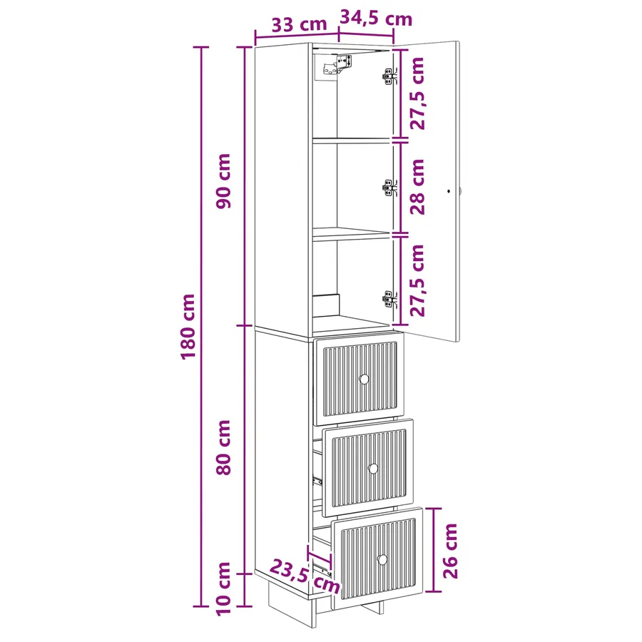 Ensemble de Meubles 2 pcs 33 x 34,5 x 90 cm Bois d'ingénierie - 9