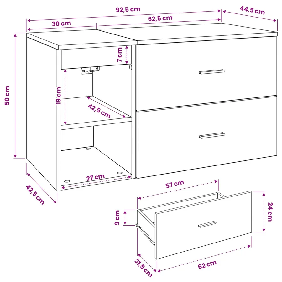 Ensemble de mobilier de salle de bain 2 pcs Sonoma gris - 9
