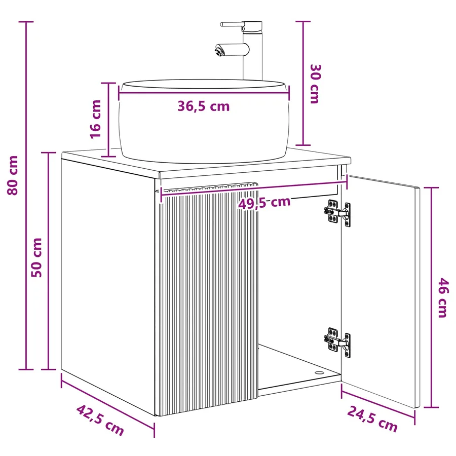 Vanité de lavabo mural Sonoma gris 49,5 x 44,5 x 66 cm - 9