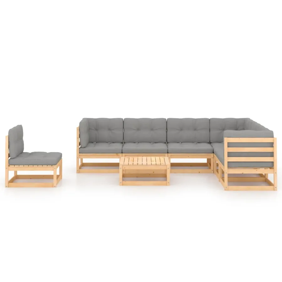 Salon de jardin 8 pcs avec coussins Bois de pin massif - 2