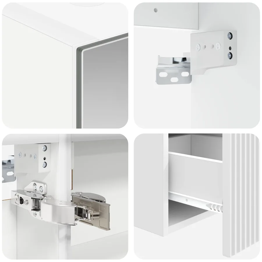 Ensemble d'armoire de salle de bain 4 pcs Blanc - 9