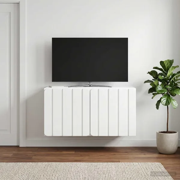 Meuble TV mural 59,5 x 31 x 30 cm Blanc Bois d'ingénierie