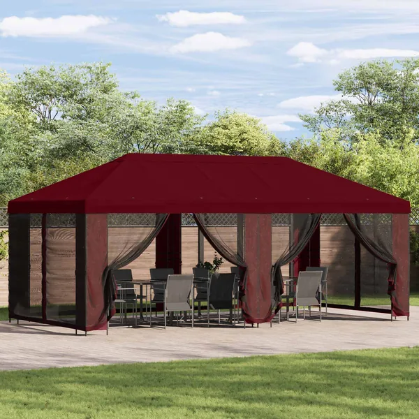 Housse de tonnelle avec murs latéraux Bordeaux 600,5 x 300,5 cm