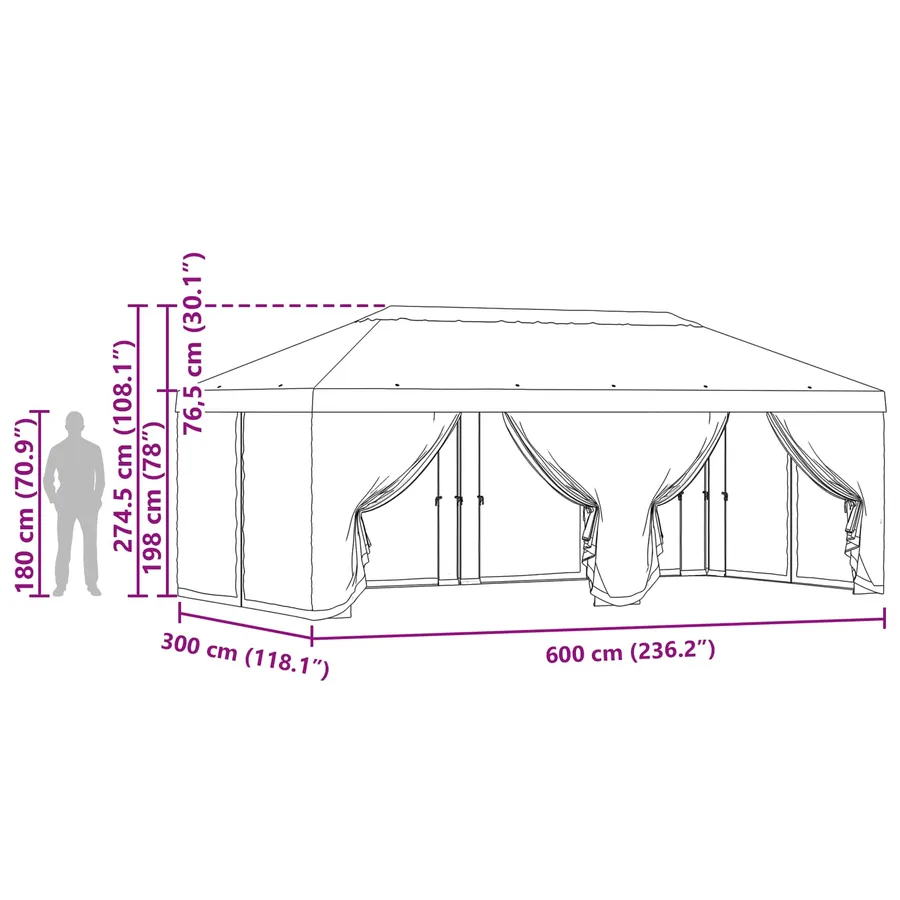 Housse de tonnelle avec murs latéraux Vert 600,5 x 300,5 cm - 10