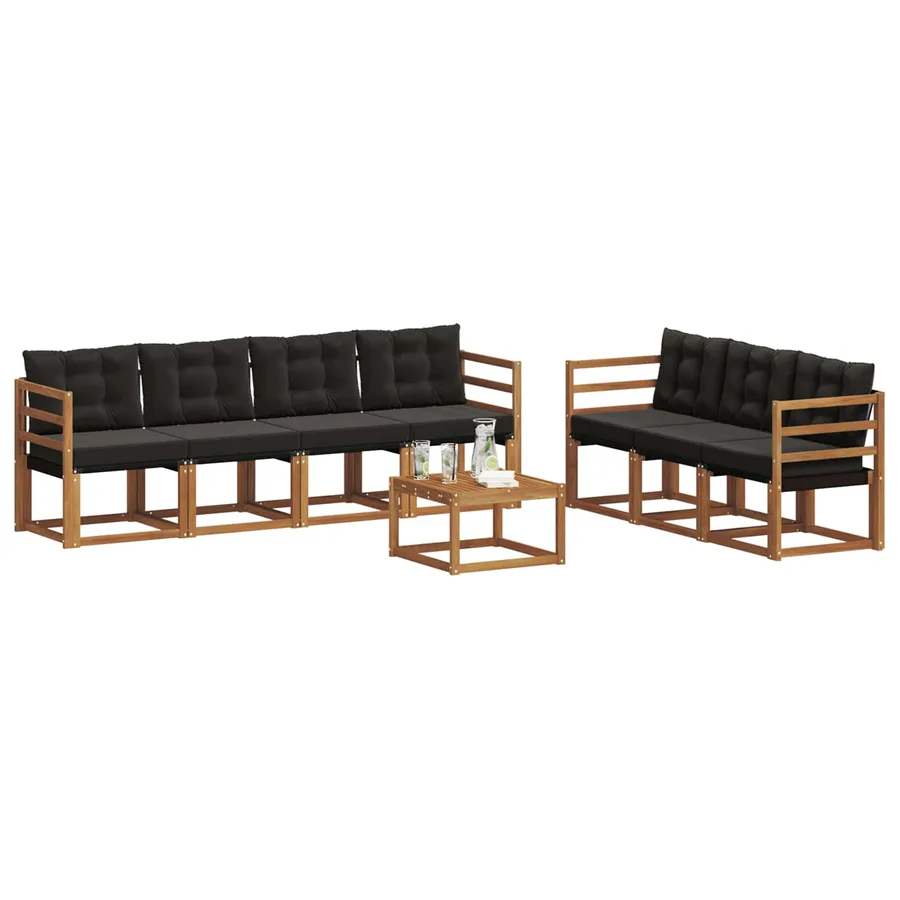 Ensemble de canapés d'extérieur 8 pcs Naturel et Noir - 3