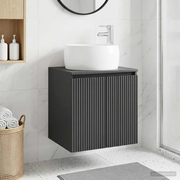 Vanité de lavabo mural Noir 49,5 x 44,5 x 66 cm