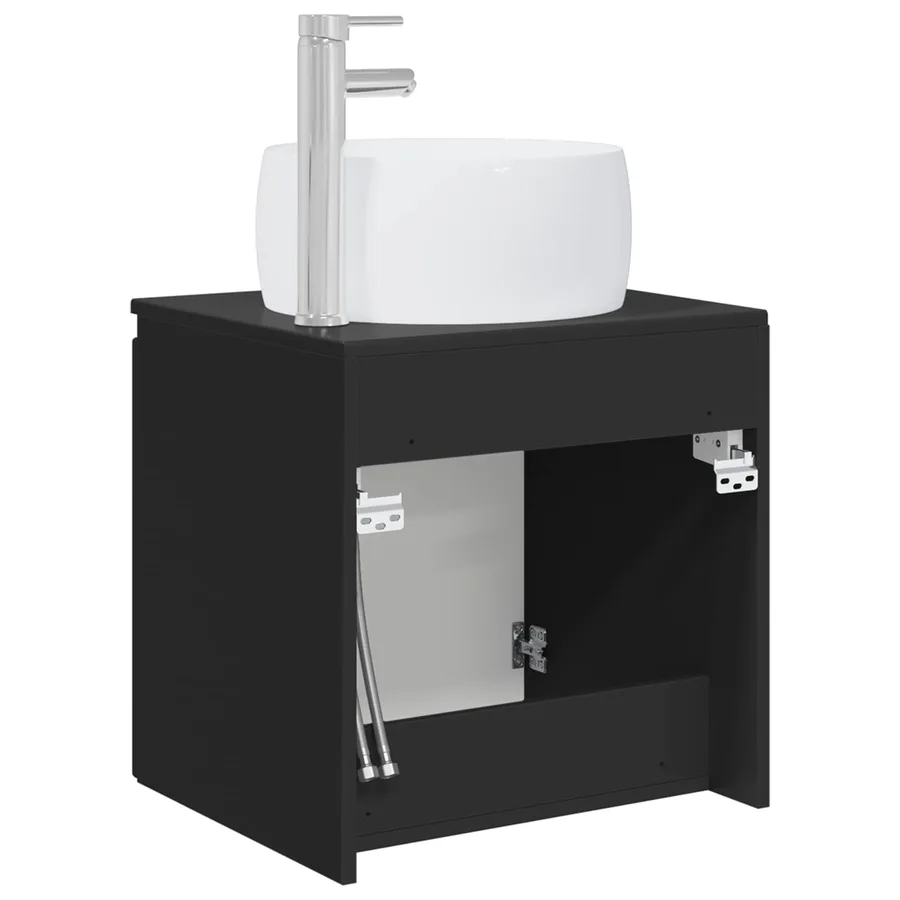 Vanité de lavabo mural Noir 49,5 x 44,5 x 66 cm - 5
