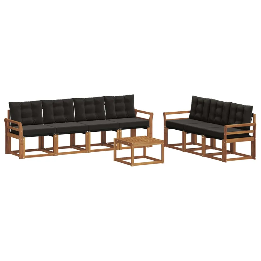 Ensemble de canapés d'extérieur 8 pcs Naturel et Noir - 2