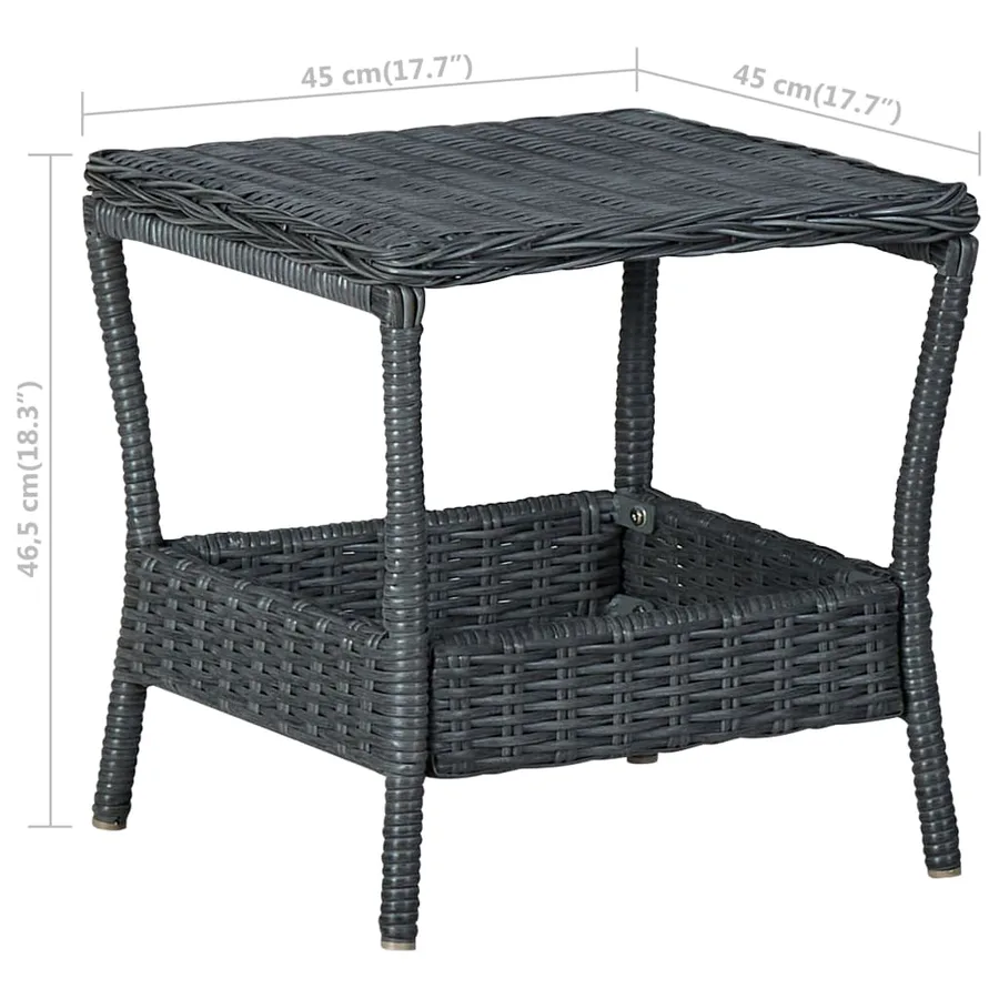 Salon de jardin avec coussins 3 pcs résine tressée gris foncé - 12