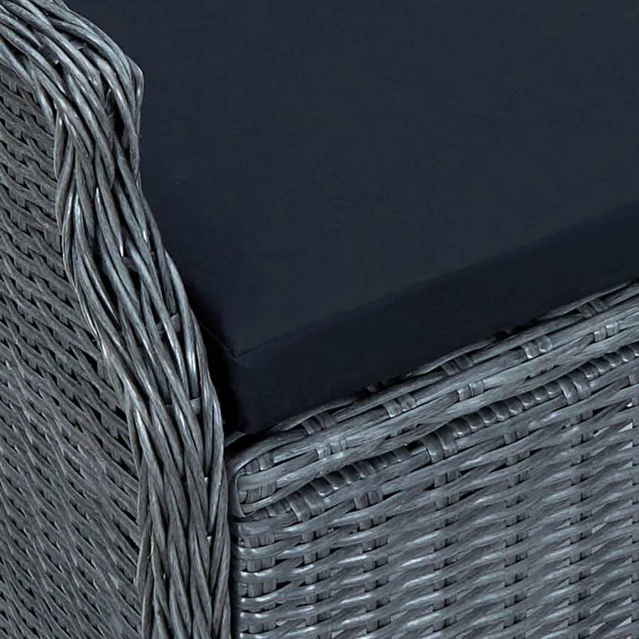 Salon de jardin avec coussins 3 pcs résine tressée gris foncé - 15