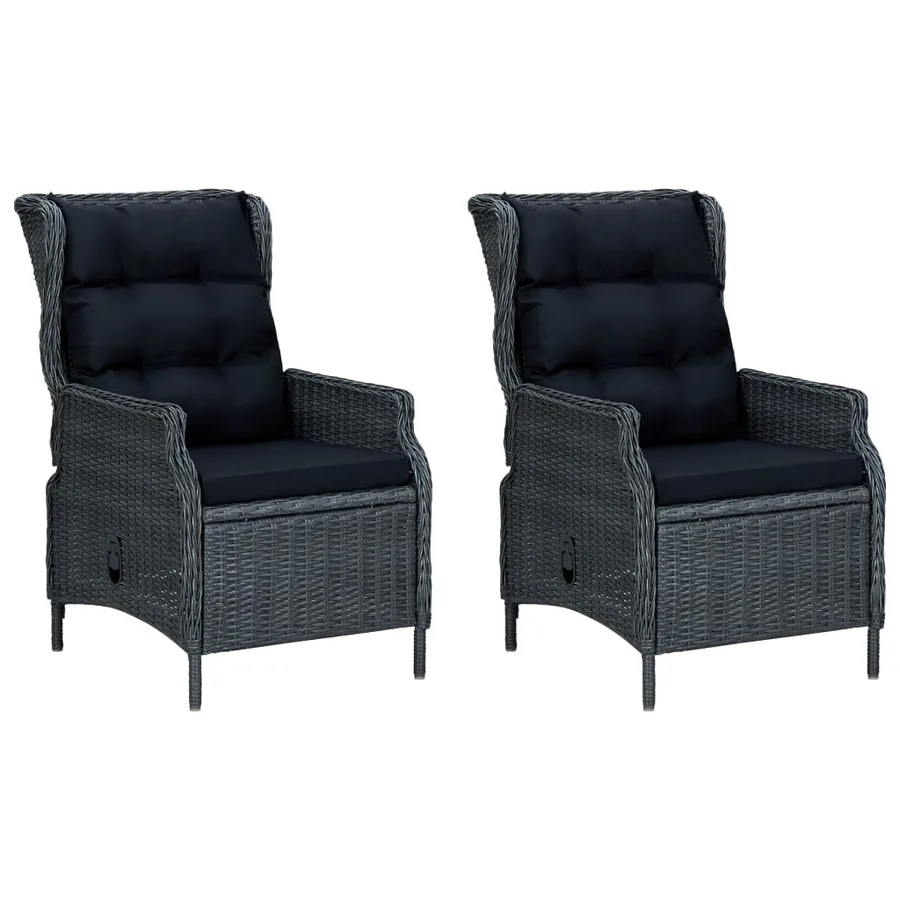 Salon de jardin avec coussins 3 pcs résine tressée gris foncé - 7
