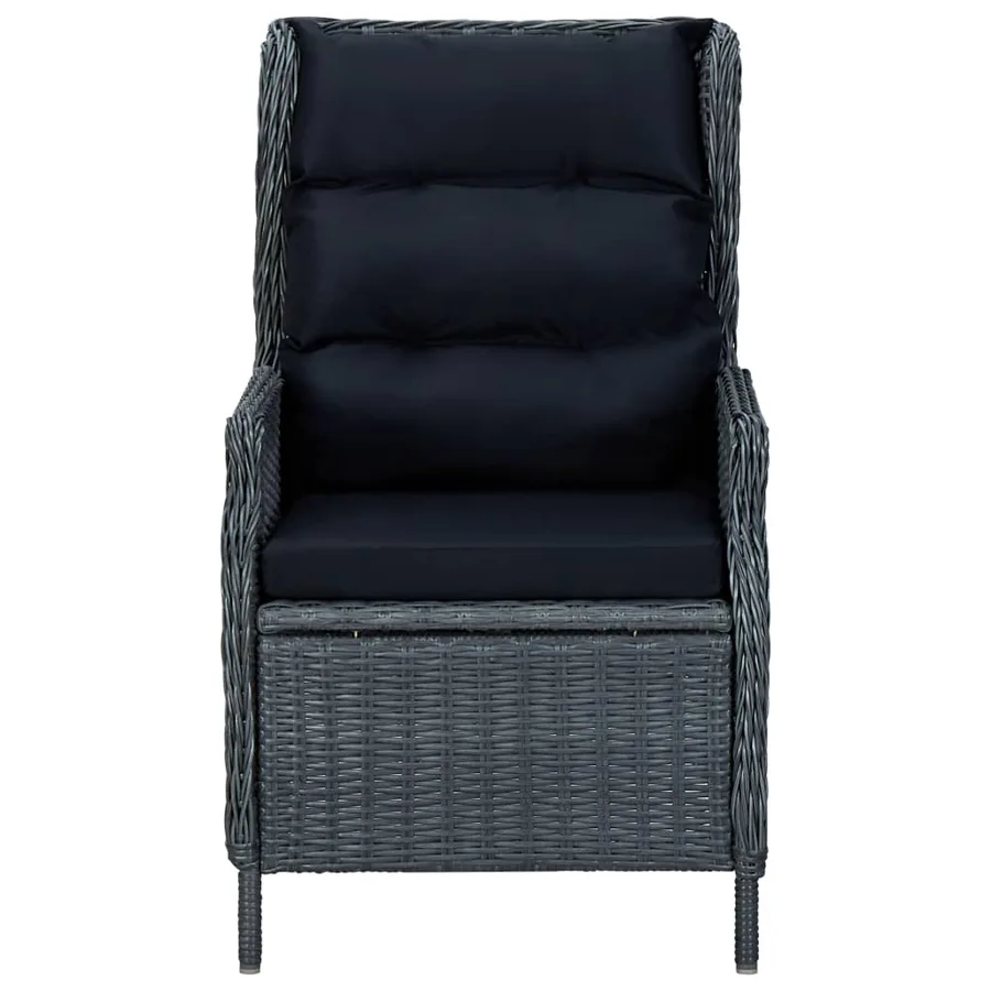 Salon de jardin avec coussins 3 pcs résine tressée gris foncé - 8