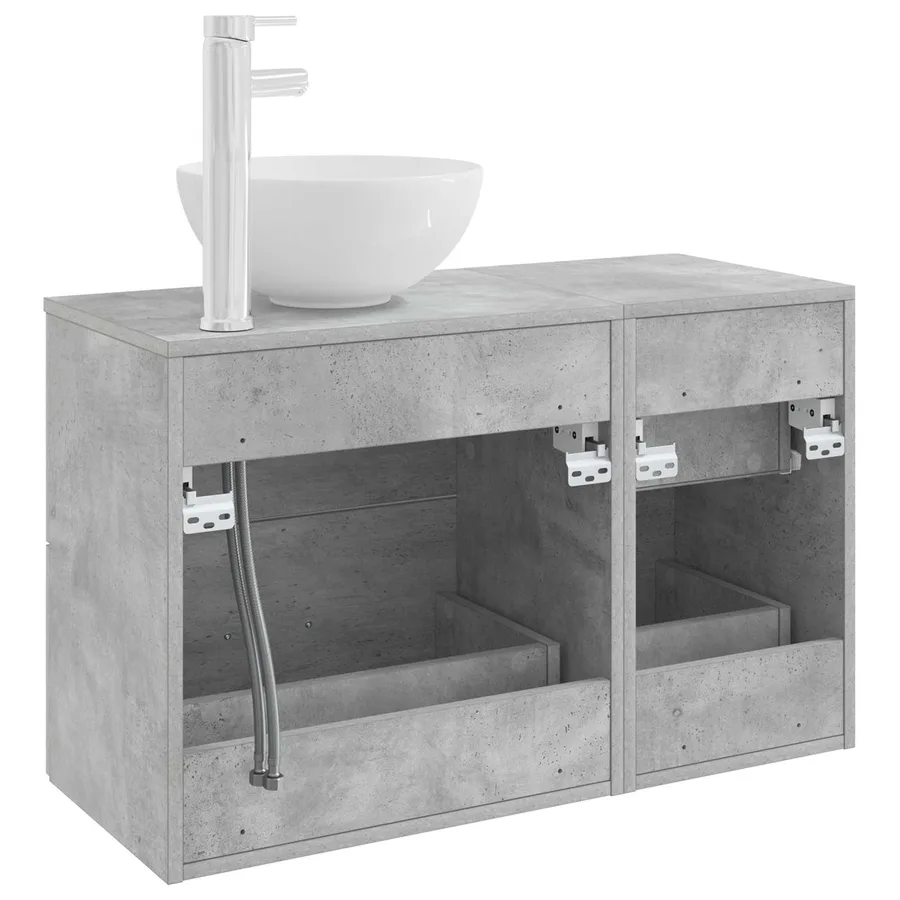 Ensemble de mobilier de salle de bain 2 pcs Gris béton - 5