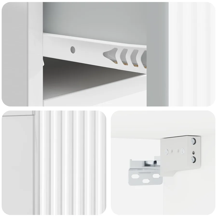 Cabinet de chevet mural 2 pcs Blanc brillant 49 x 34,5 x 20 cm - 8
