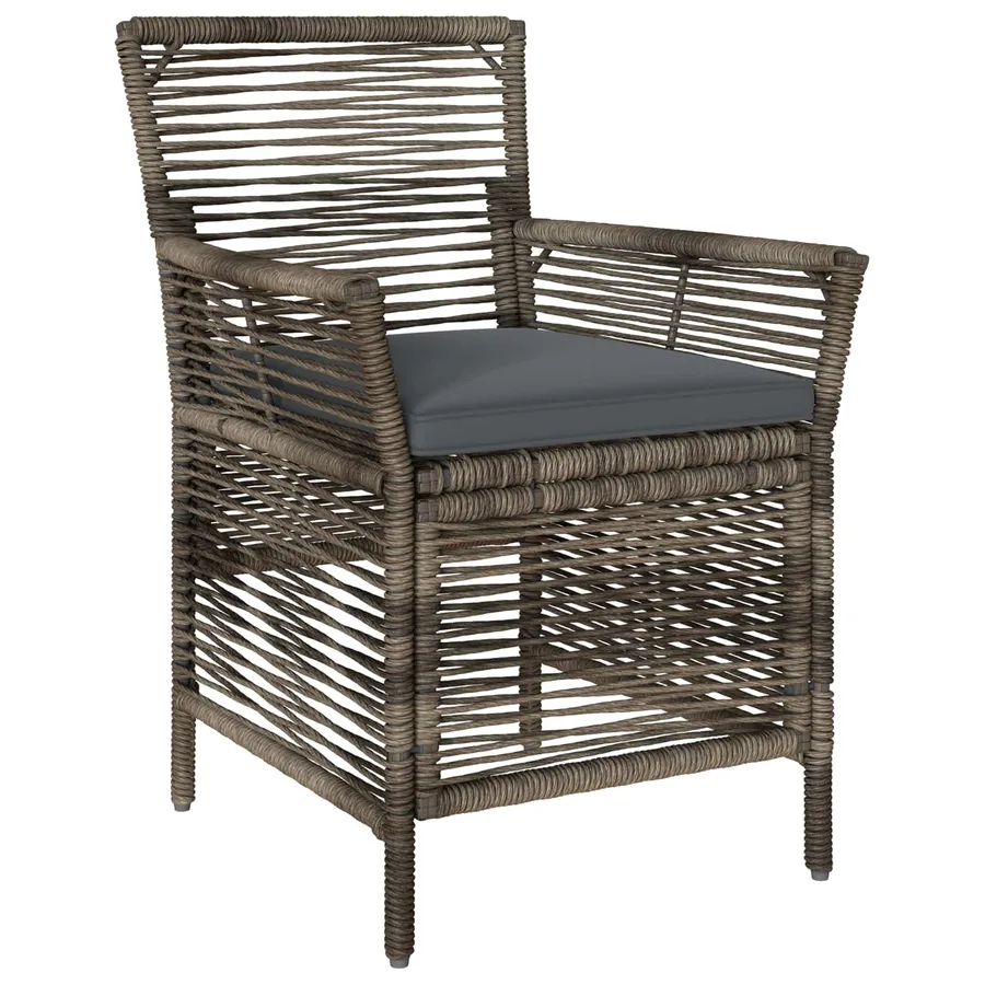 Chaise d'Extérieur 2 pcs Gris et Gris foncé polyrotin - 3