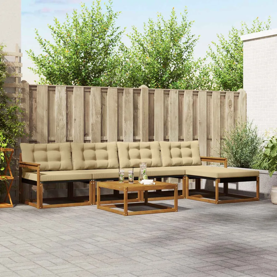 Ensemble de canapés d'extérieur 6 pcs Naturel et Beige