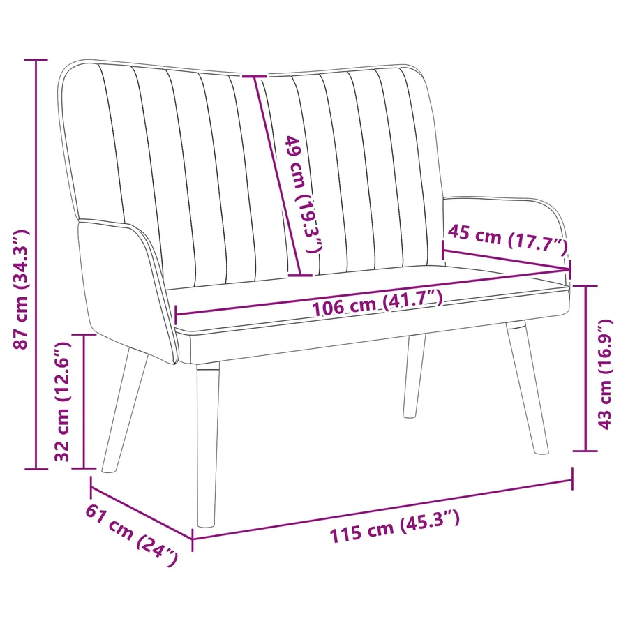 Sofa 2 places Vert foncé 115 x 61 x 87 cm Velours - 9