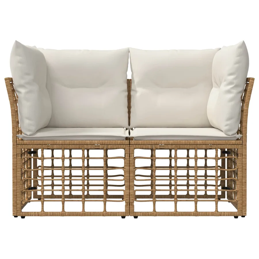 Loveseat d'extérieur 2 pcs Blanc Naturel et Crème polyrotin - 4