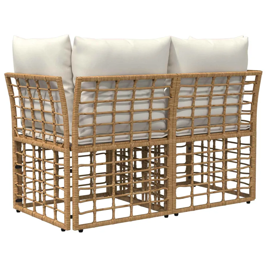 Loveseat d'extérieur 2 pcs Blanc Naturel et Crème polyrotin - 6