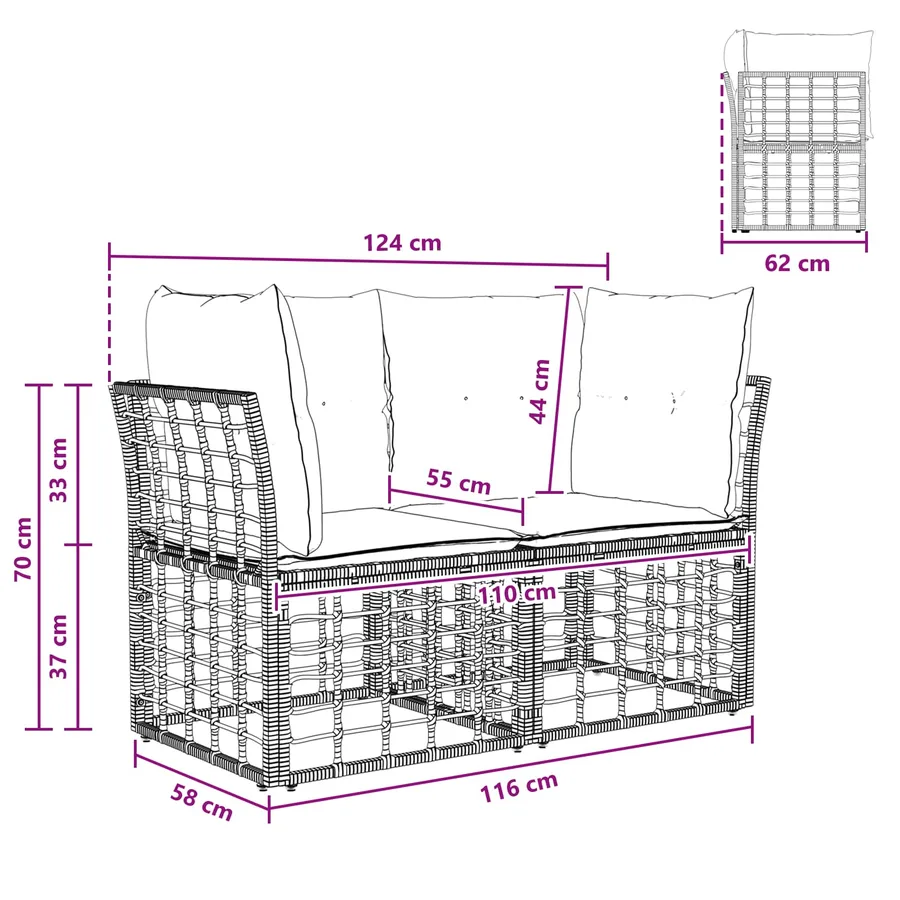 Loveseat d'extérieur 2 pcs Blanc Naturel et Crème polyrotin - 9
