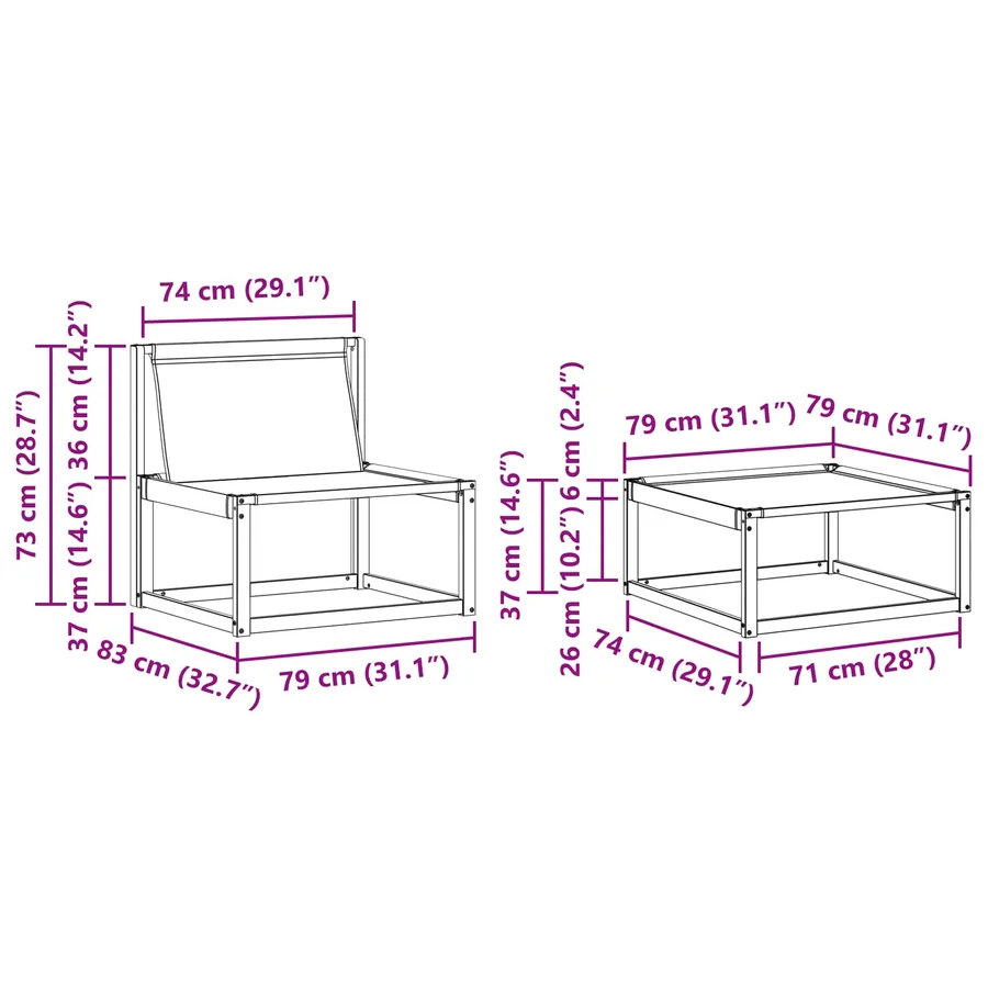 Ensemble de canapés d'extérieur 4 pcs Naturel et Beige - 12