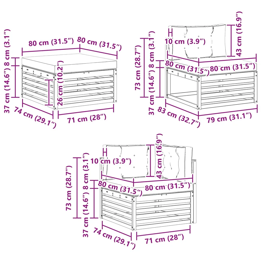 Ensemble de canapés d'extérieur 6 pcs Gris Naturel et Clair - 10