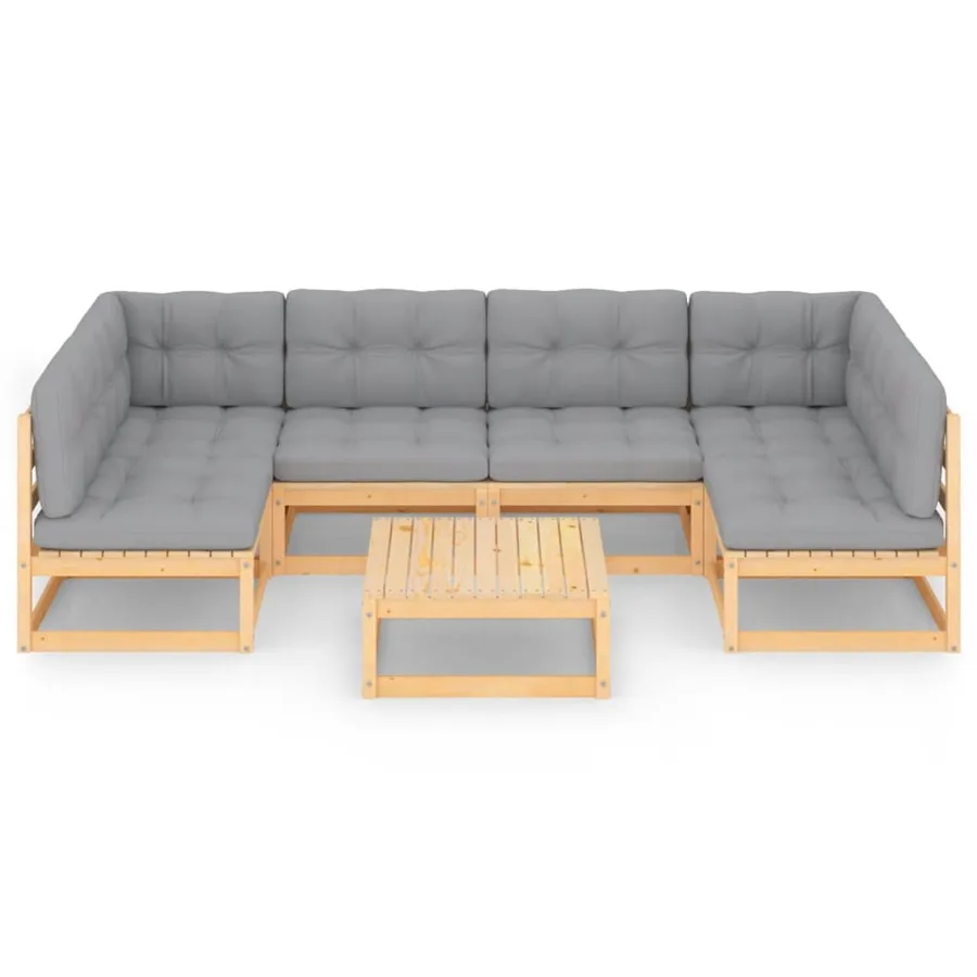 Salon de jardin 7 pcs avec coussins Bois de pin massif - 3