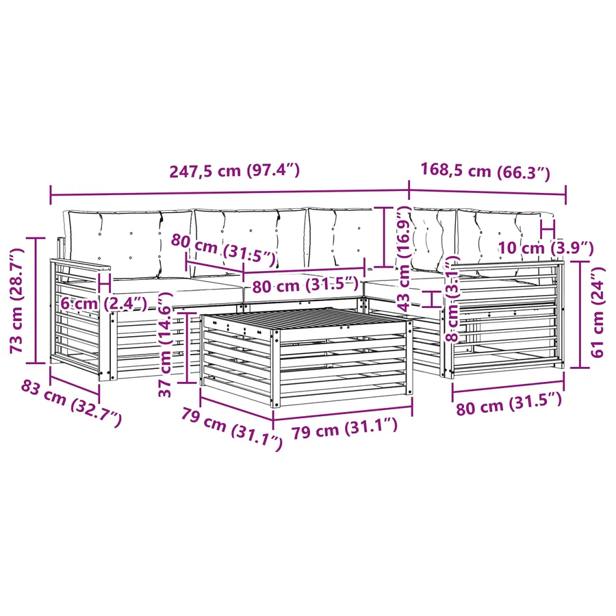 Ensemble de canapés d'extérieur 5 pcs Gris Naturel et Clair - 10