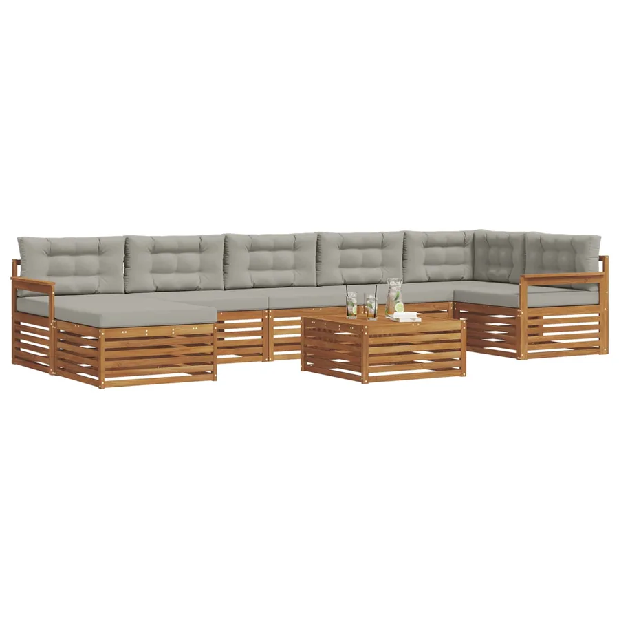 Ensemble de canapés d'extérieur 8 pcs Gris Naturel et Clair - 3