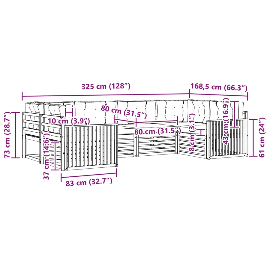 Ensemble de canapés d'extérieur 6 pcs Gris Naturel et Clair - 9