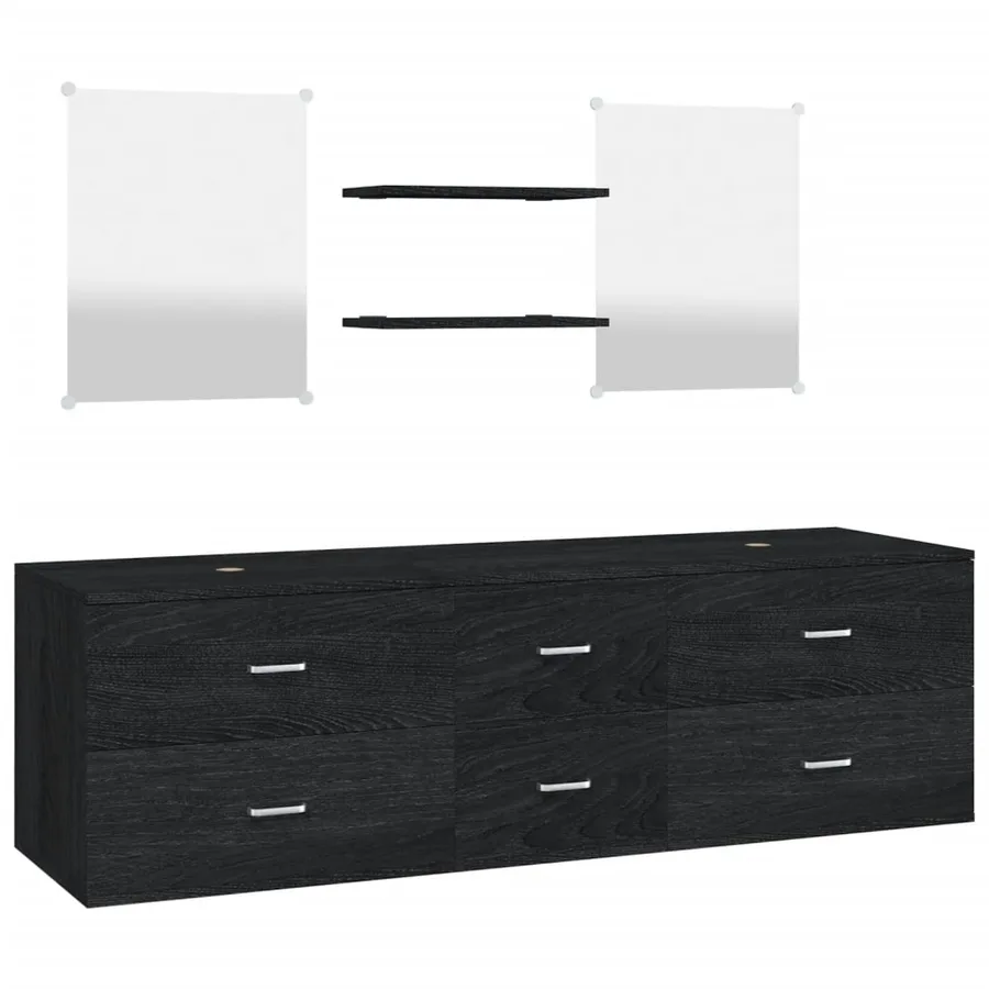 Ensemble de meubles salle de bain 5 pcs noir bois d'ingénierie - 2