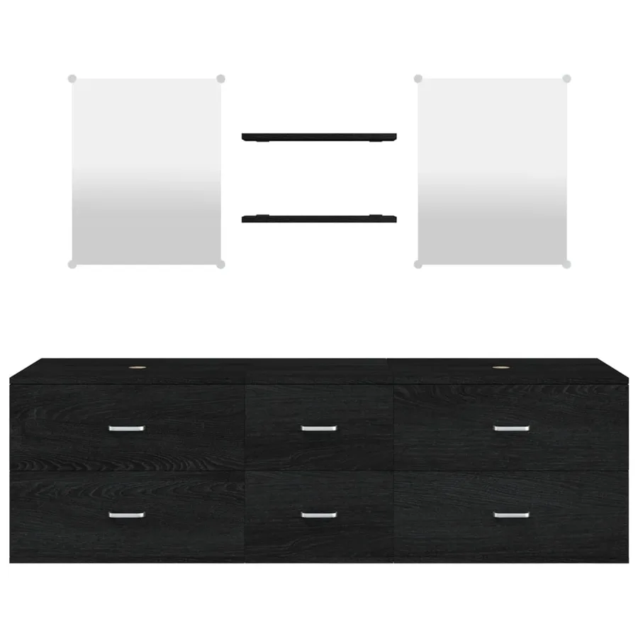 Ensemble de meubles salle de bain 5 pcs noir bois d'ingénierie - 4