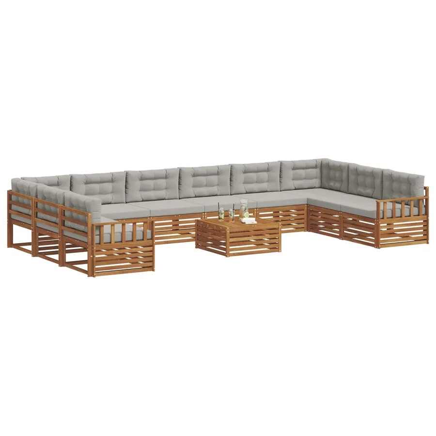 Ensembles de canapés avec coussin 11 pcs Gris Naturel et Clair - 3