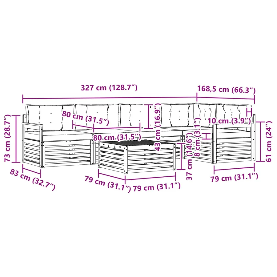 Ensemble de canapés d'extérieur 6 pcs Gris Naturel et Clair - 10