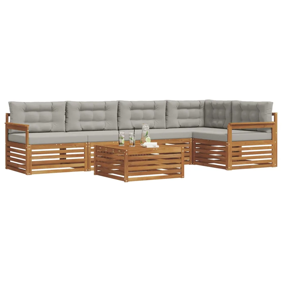Ensemble de canapés d'extérieur 6 pcs Gris Naturel et Clair - 3