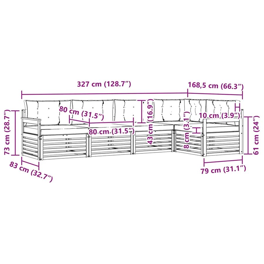 Ensemble de canapés d'extérieur 5 pcs Gris Naturel et Clair - 10