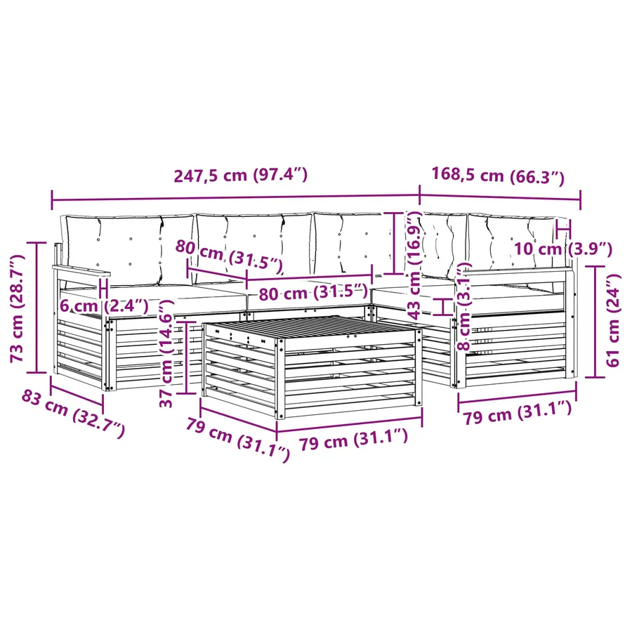 Ensemble de canapés d'extérieur 5 pcs Gris Naturel et Clair - 10