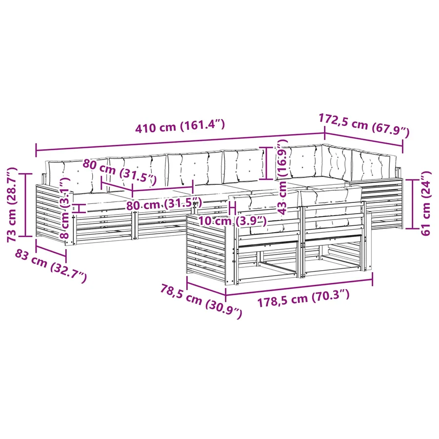 Ensemble de canapés d'extérieur 8 pcs Gris Naturel et Clair - 8
