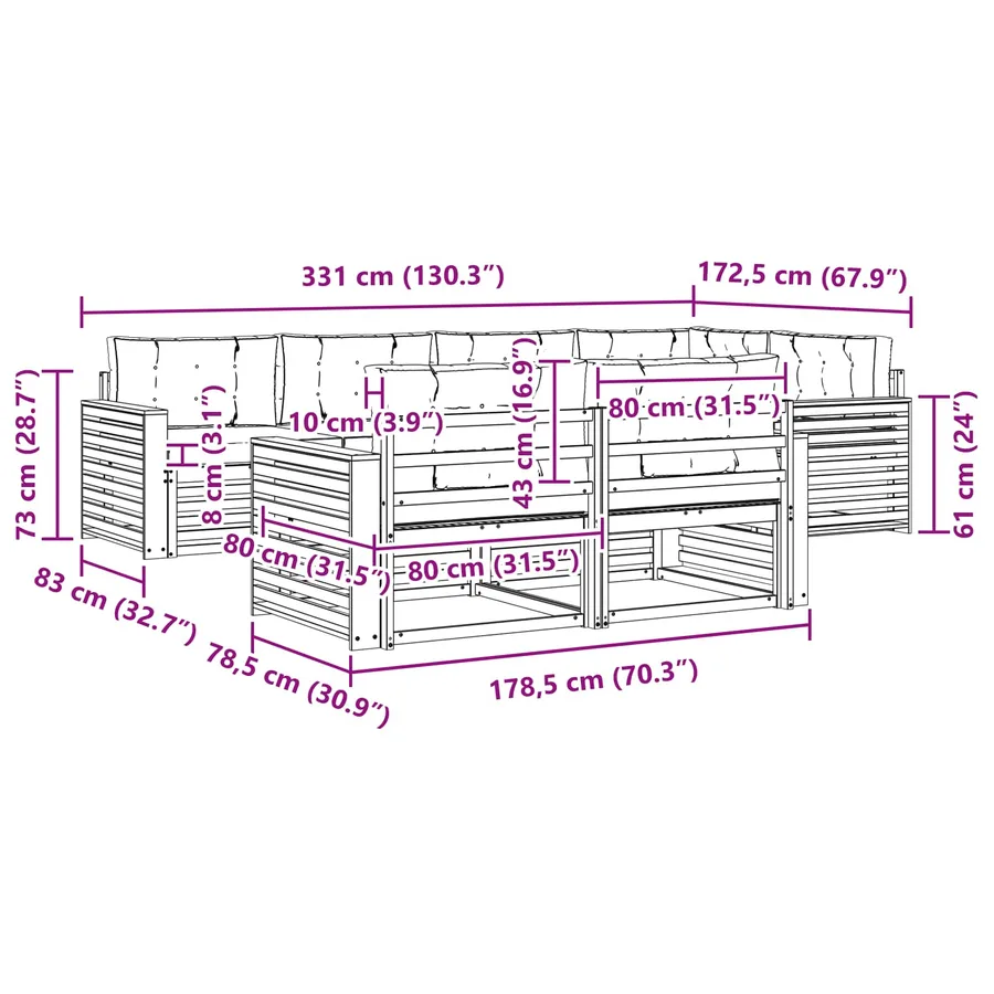 Ensemble de canapés d'extérieur 7 pcs Gris Naturel et Clair - 9