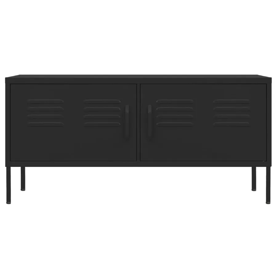 Meuble TV Noir 105x35x50 cm Acier - 3