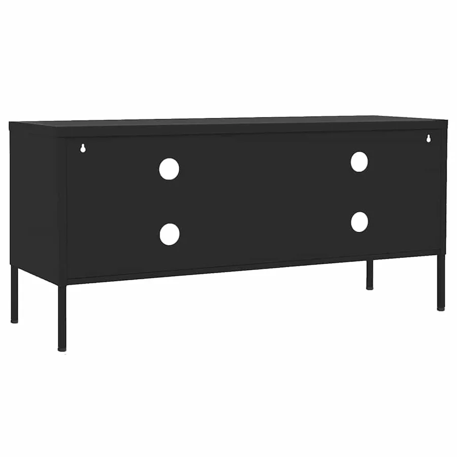 Meuble TV Noir 105x35x50 cm Acier - 5