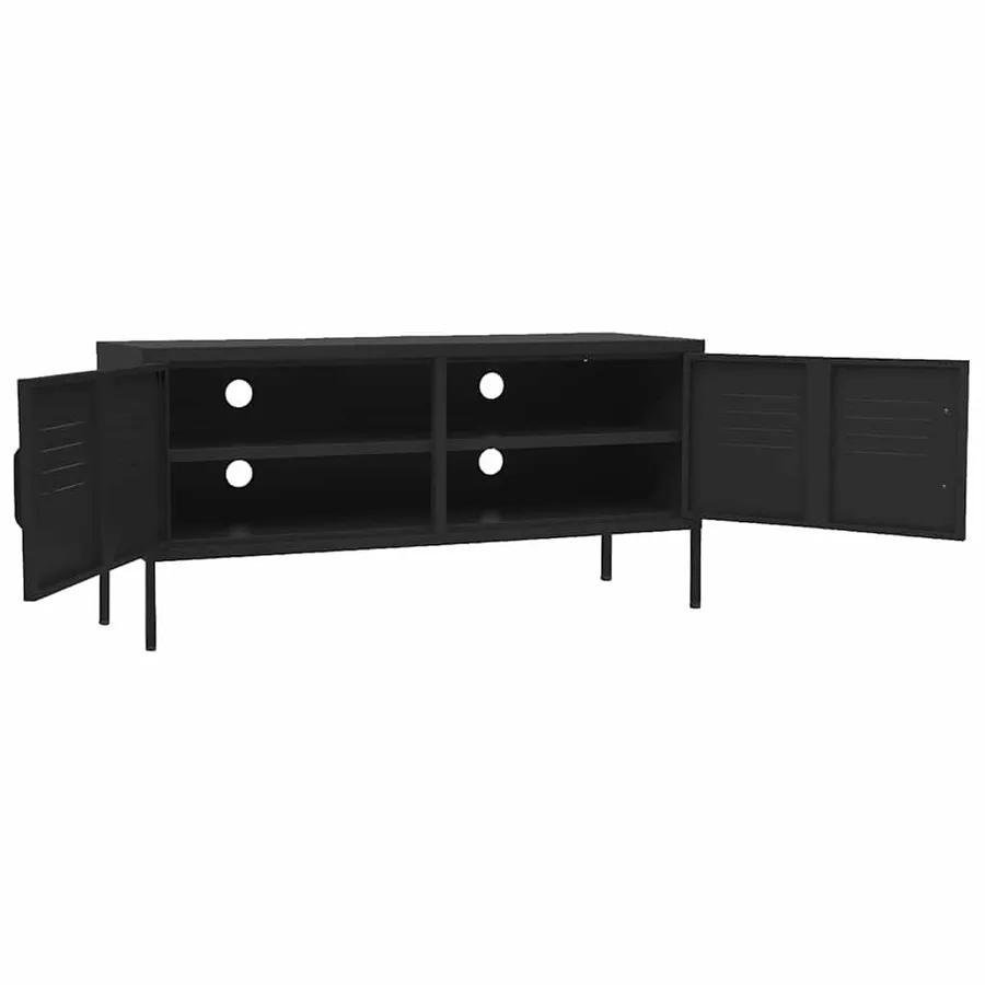 Meuble TV Noir 105x35x50 cm Acier - 6