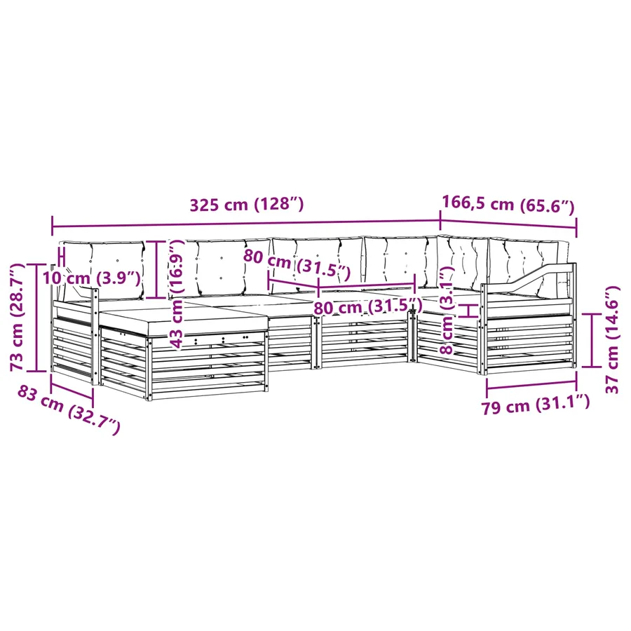 Ensemble de canapés d'extérieur 6 pcs Gris Naturel et Clair - 9