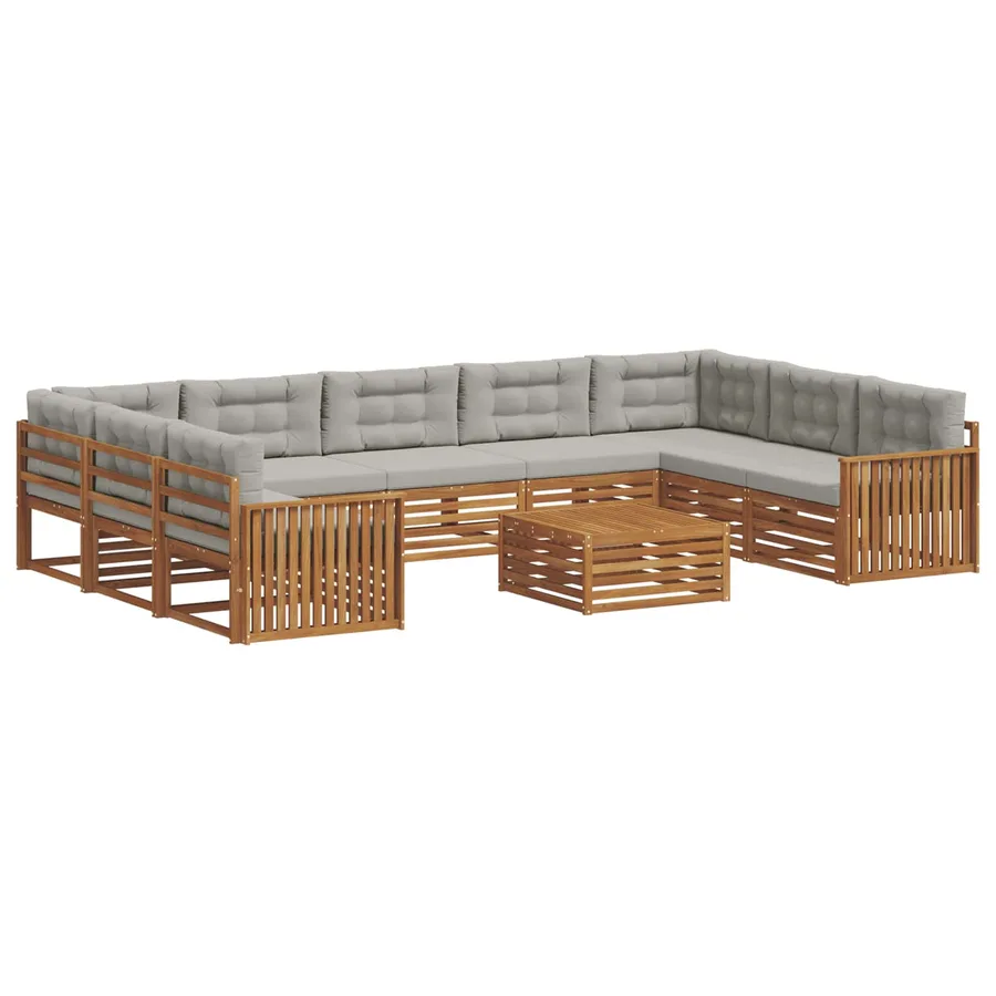 Ensemble de canapés d'extérieur 10 pcs Gris Naturel et Clair - 2
