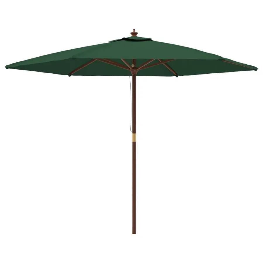 Parasol de jardin avec mât en bois vert 299x240 cm - 2