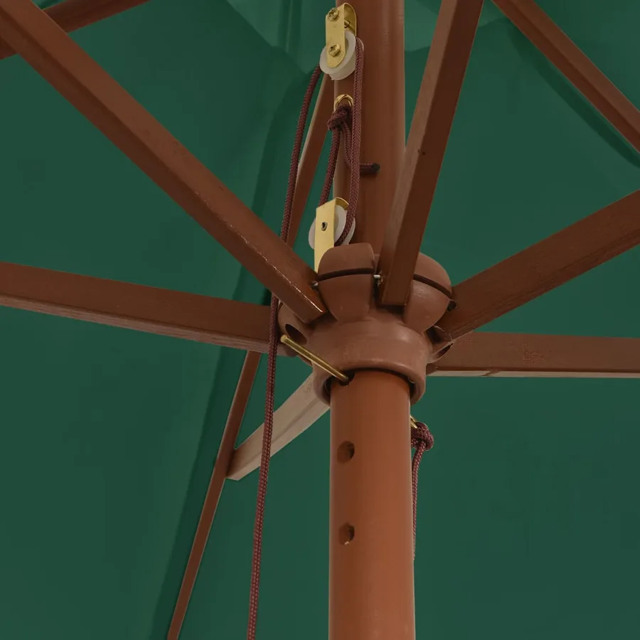 Parasol de jardin avec mât en bois vert 299x240 cm - 6