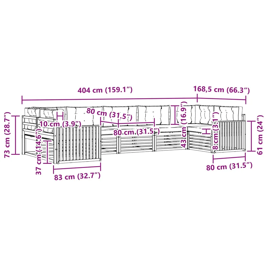Ensemble de canapés d'extérieur 7 pcs Gris Naturel et Clair - 9
