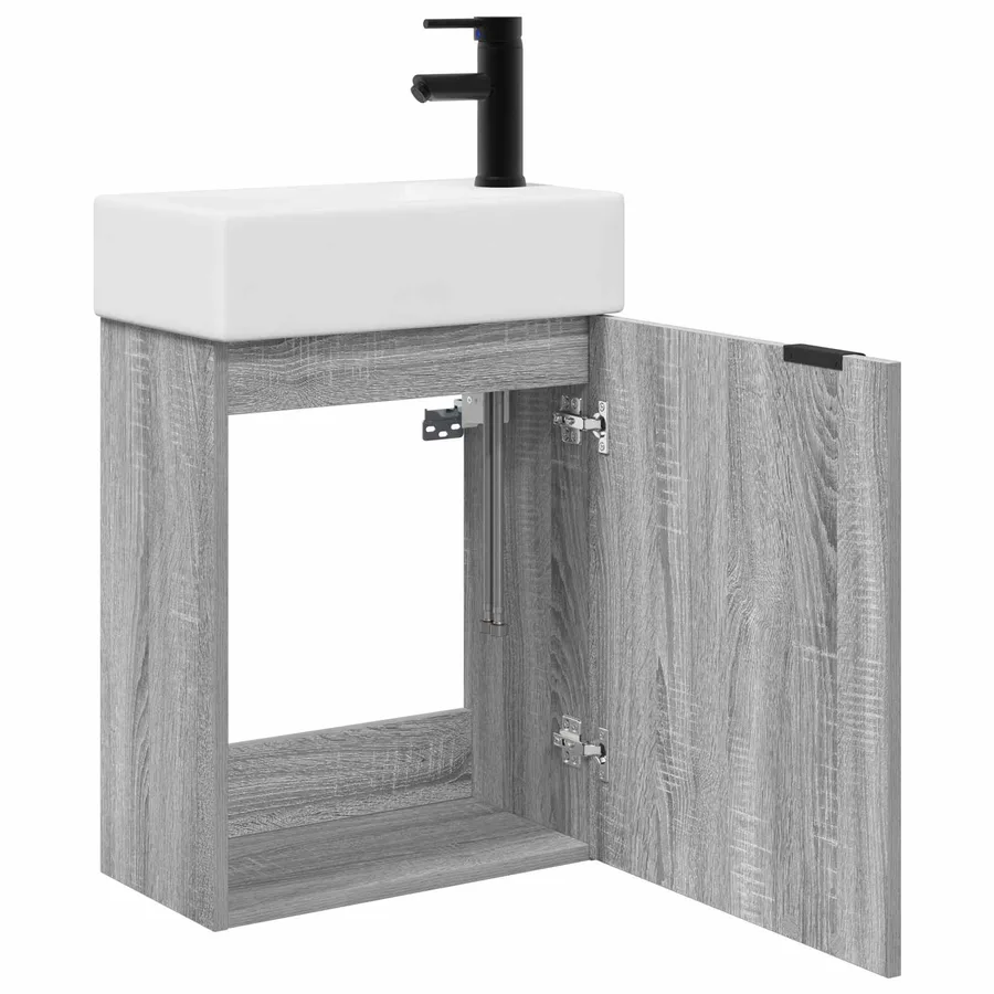 Meuble de salle de bain avec robinet Sonoma gris - 4