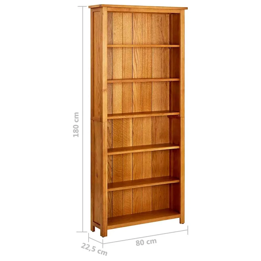 Bibliothèque à 6 étagères 80x22,5x180 cm Bois de chêne massif - 6